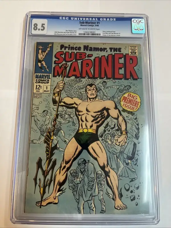Sub-Mariner #1 (Marvel Comics, 1968), CGC 8.5 graded comic book, Universal Blue label — front cover in its holder
