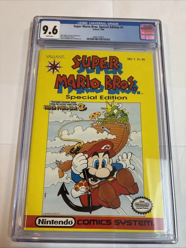 Super Mario Bros. Special Edition #1 (Valiant Comics, 1990), CGC 9.6 graded comic book, Universal Blue label — front cover in its holder