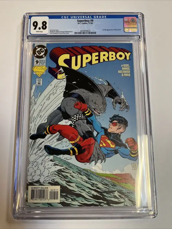 Superboy #9 (DC Comics, 1994), CGC 9.8 graded comic book, Universal Blue label — front cover in its holder
