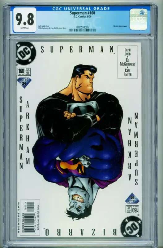Superman #160 (DC Comics, 2001), CGC 9.8 graded comic book, Universal Blue label — front cover in its holder