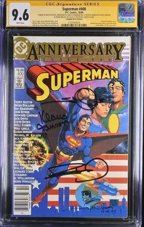 Superman #400 (DC Comics, 1984), CGC 9.6 graded comic book, Signature Series label — front cover in its holder