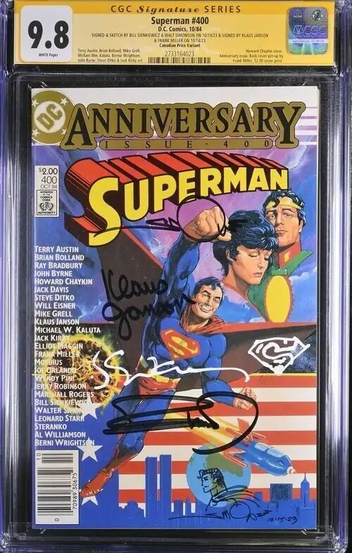 Superman #400 (DC Comics, 1984), CGC 9.8 graded comic book, Signature Series label — front cover in its holder