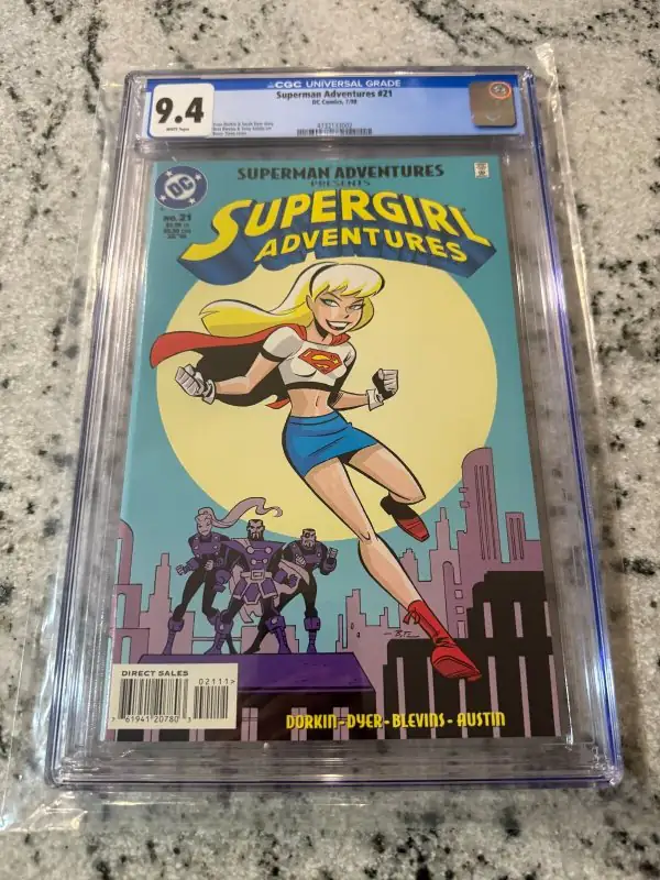 Superman Adventures #21 (DC Comics, 1998), CGC 9.4 graded comic book, Universal Blue label — front cover in its holder