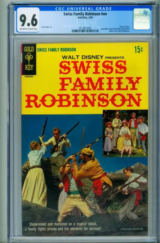 Swiss Family Robinson (Gold Key Comics, 1969), CGC 9.6 graded comic book, Universal Blue label — front cover in its holder
