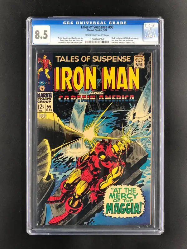 Tales of Suspense #99 (Marvel Comics, 1968), CGC 8.5 graded comic book, Universal Blue label — front cover in its holder