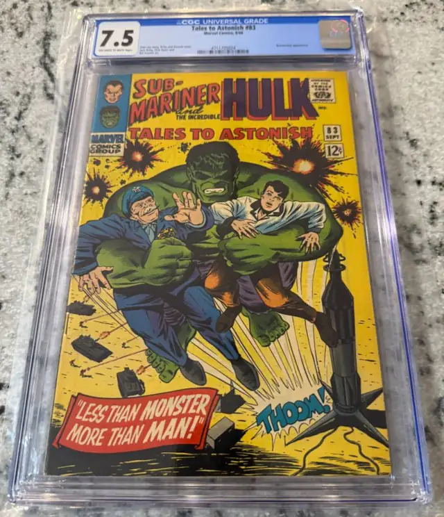 Tales to Astonish #83 (Marvel Comics, 1966), CGC 7.5 graded comic book, Universal Blue label — front cover in its holder