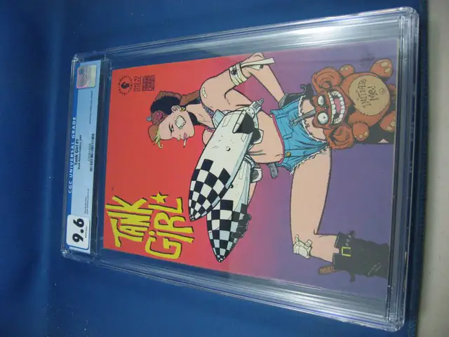 Tank Girl #1 (Dark Horse Comics, 1991), CGC 9.6 graded comic book, Universal Blue label — front cover in its holder