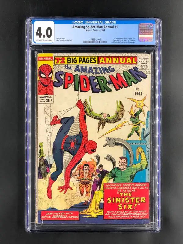 The Amazing Spider-Man Annual #1 (Marvel Comics, 1964), CGC 4.0 graded comic book, Universal Blue label — front cover in its holder