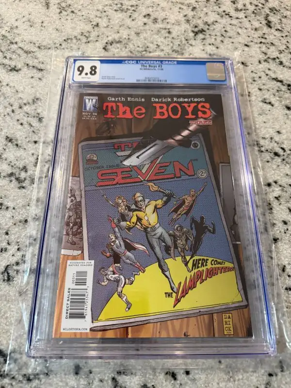 The Boys #3 (Dynamite Entertainment, 2006), CGC 9.8 graded comic book, Universal Blue label — front cover in its holder