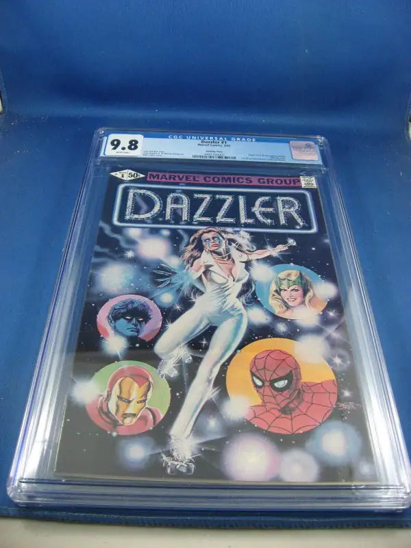 The Dazzler #1 (Marvel Comics, 1981), CGC 9.8 graded comic book, Universal Blue label — front cover in its holder