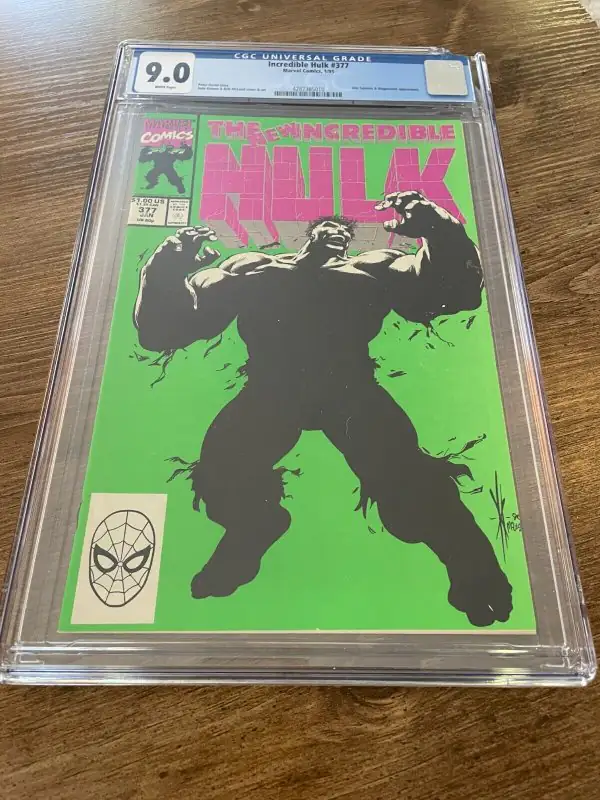 The Incredible Hulk #377 (Marvel Comics, 1991), CGC 9.0 graded comic book, Universal Blue label — front cover in its holder