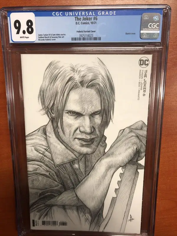 The Joker #6 (DC Comics, 2021), CGC 9.8 graded comic book, Universal Blue label — front cover in its holder