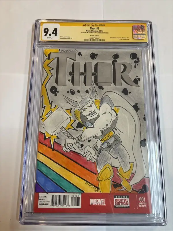 Thor #1 (Marvel Comics, 2014), CGC 9.4 graded comic book, Signature Series label — front cover in its holder