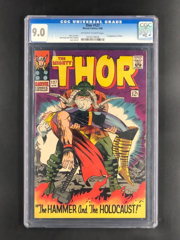 Thor #127 (Marvel Comics, 1966), CGC 9.0 graded comic book, Universal Blue label — front cover in its holder