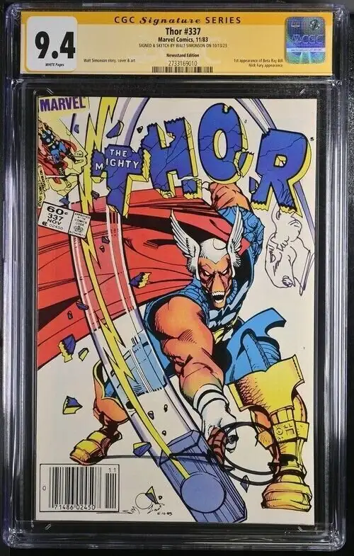 Thor #337 (Marvel Comics, 1983), CGC 9.4 graded comic book, Signature Series label — front cover in its holder