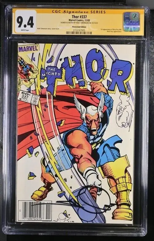 Thor #337 (Marvel Comics, 1983), CGC 9.4 graded comic book, Signature Series label — front cover in its holder