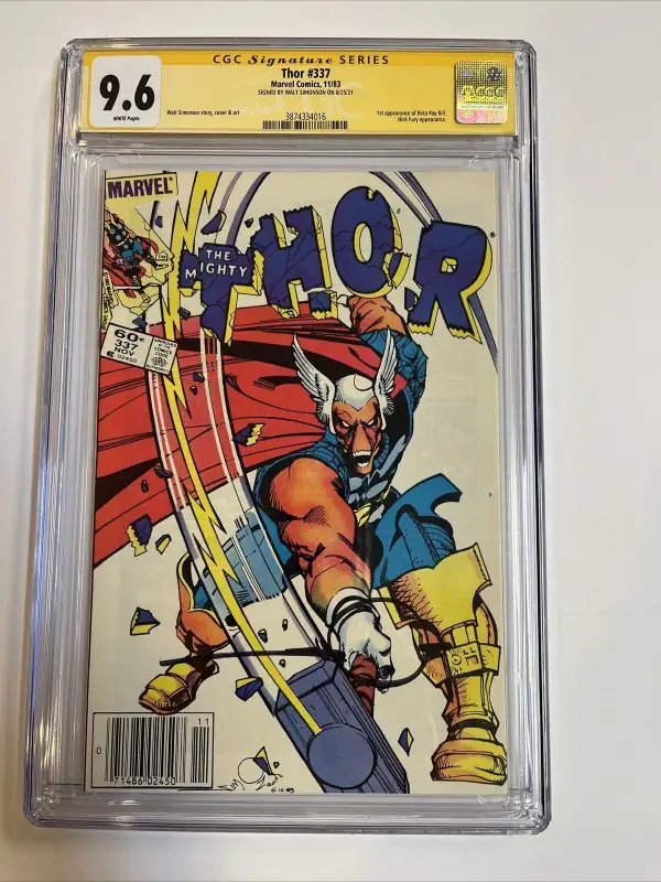 Thor #337 (Marvel Comics, 1983), CGC 9.6 graded comic book, Signature Series label — front cover in its holder