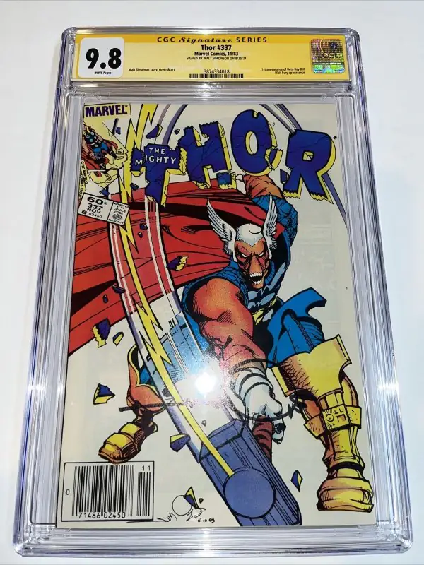 Thor #337 (Marvel Comics, 1983), CGC 9.8 graded comic book, Signature Series label — front cover in its holder