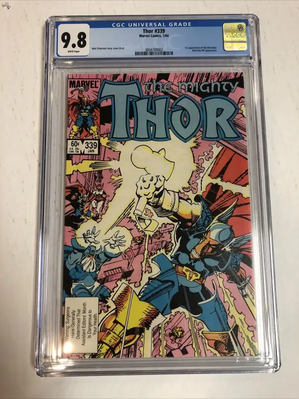 Thor #339 (Marvel Comics, 1983), CGC 9.8 graded comic book, Universal Blue label — front cover in its holder