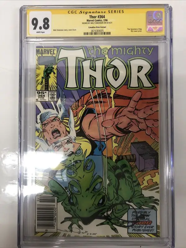 Thor #364 (Marvel Comics, 1986), CGC 9.8 graded comic book, Signature Series label — front cover in its holder