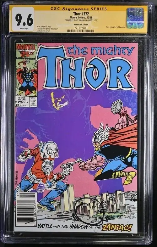 Thor #372 (Marvel Comics, 1986), CGC 9.6 graded comic book, Signature Series label — front cover in its holder