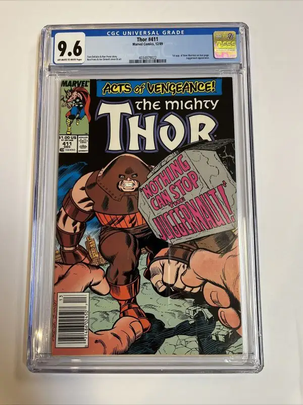 Thor #411 (Marvel Comics, 1989), CGC 9.6 graded comic book, Universal Blue label — front cover in its holder