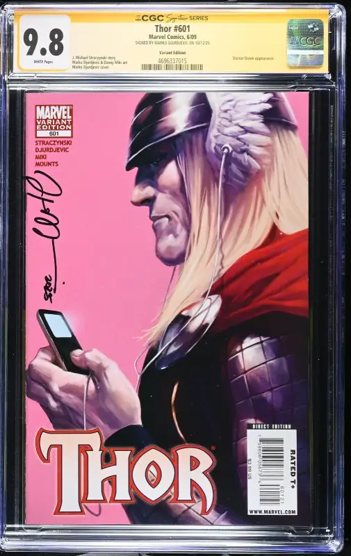 Thor #601 (Marvel Comics, 2009), CGC 9.8 graded comic book, Signature Series label — front cover in its holder