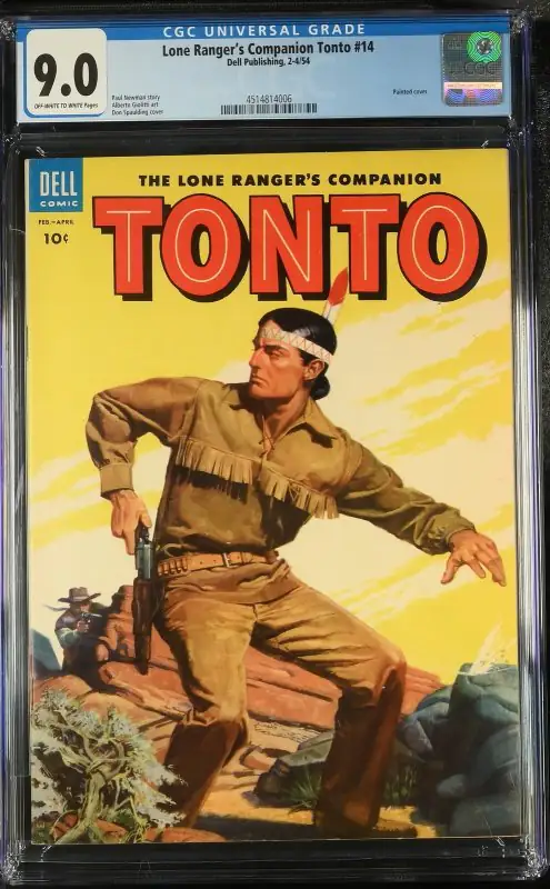 Tonto #14 (Dell Comics, 1954), CGC 9.0 graded comic book, Universal Blue label — front cover in its holder