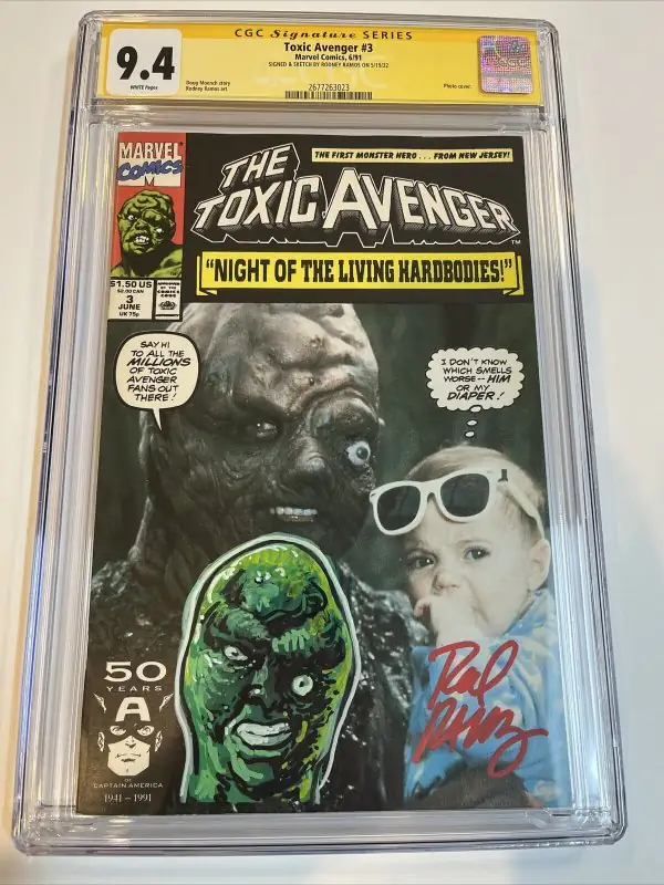 Toxic Avenger #3 (Marvel Comics, 1991), CGC 9.4 graded comic book, Signature Series label — front cover in its holder