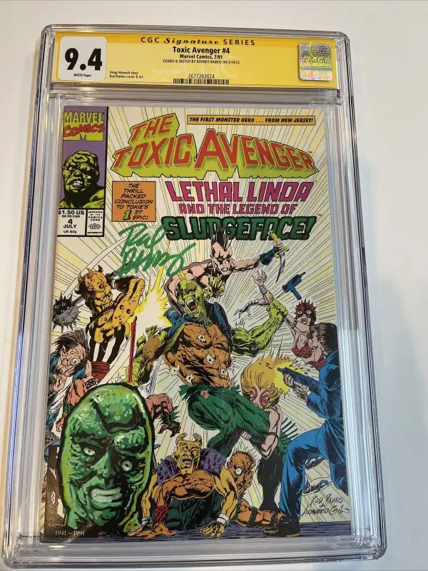 Toxic Avenger #4 (Marvel Comics, 1991), CGC 9.4 graded comic book, Signature Series label — front cover in its holder