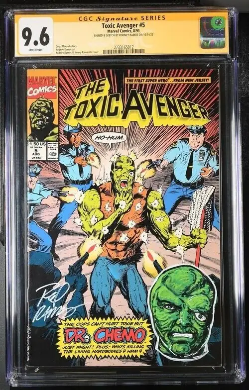 Toxic Avenger #5 (Marvel Comics, 1991), CGC 9.6 graded comic book, Signature Series label — front cover in its holder