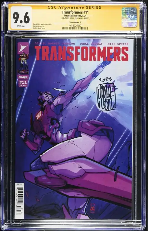 Transformers #11 (Marvel Comics, 2024), CGC 9.6 graded comic book, Signature Series label — front cover in its holder
