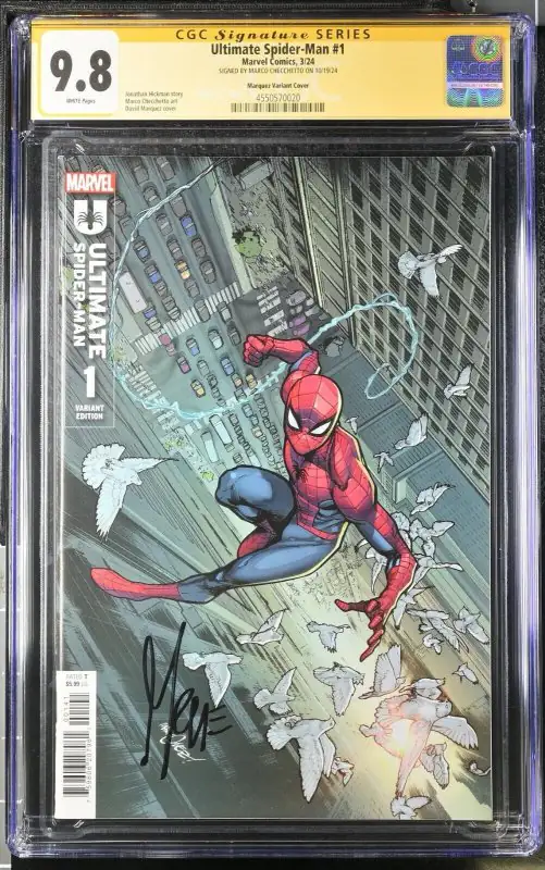 Ultimate Spider-Man #1 (Marvel Comics, 2024), CGC 9.8 graded comic book, Signature Series label — front cover in its holder