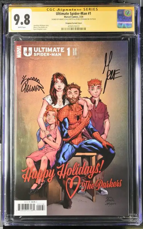 Ultimate Spider-Man #1 (Marvel Comics, 2024), CGC 9.8 graded comic book, Signature Series label — front cover in its holder