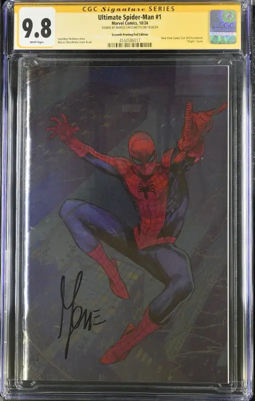 Ultimate Spider-Man #1 (Marvel Comics, 2024), CGC 9.8 graded comic book, Signature Series label — front cover in its holder