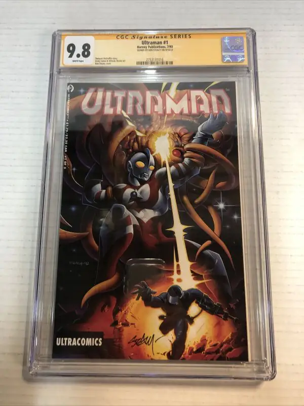 Ultraman #1 (Harvey Comics, 1993), CGC 9.8 graded comic book, Signature Series label — front cover in its holder