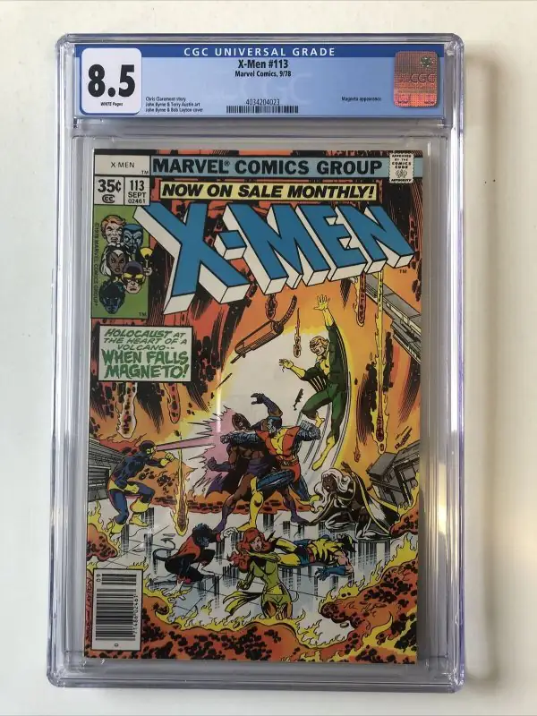 Uncanny X-Men #113 (Marvel Comics, 1978), CGC 8.5 graded comic book, Universal Blue label — front cover in its holder