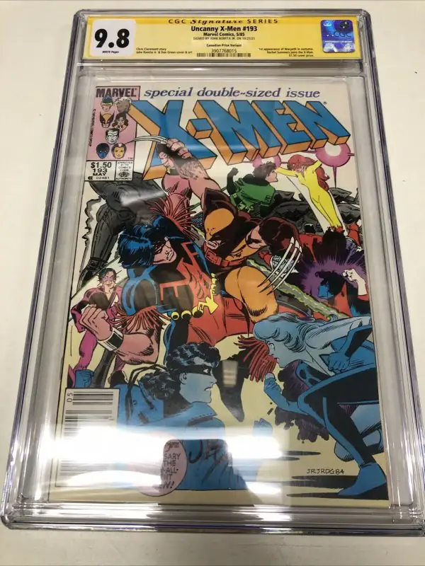 Uncanny X-Men #193 (Marvel Comics, 1985), CGC 9.8 graded comic book, Signature Series label — front cover in its holder