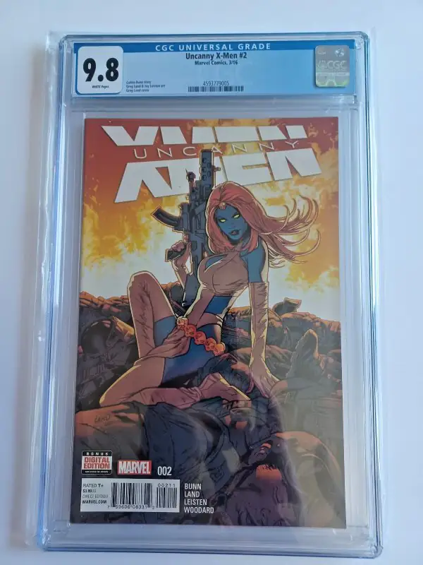 Uncanny X-Men #2 (Marvel Comics, 2016), CGC 9.8 graded comic book, Universal Blue label — front cover in its holder