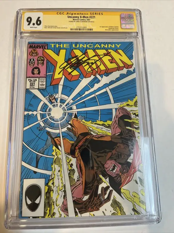 Uncanny X-Men #221 (Marvel Comics, 1987), CGC 9.6 graded comic book, Signature Series label — front cover in its holder