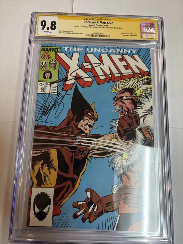 Uncanny X-Men #222 (Marvel Comics, 1987), CGC 9.8 graded comic book, Signature Series label — front cover in its holder
