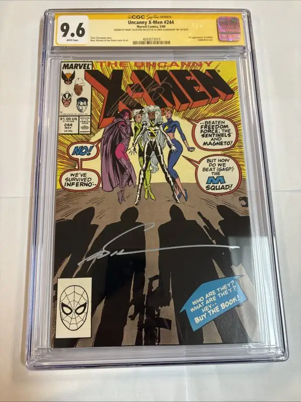 Uncanny X-Men #244 (Marvel Comics, 1989), CGC 9.6 graded comic book, Signature Series label — front cover in its holder