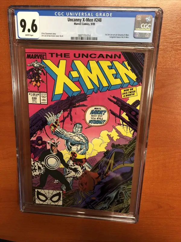 Uncanny X-Men #248 (Marvel Comics, 1989), CGC 9.6 graded comic book, Universal Blue label — front cover in its holder