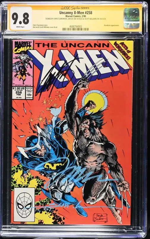 Uncanny X-Men #258 (Marvel Comics, 1990), CGC 9.8 graded comic book, Signature Series label — front cover in its holder