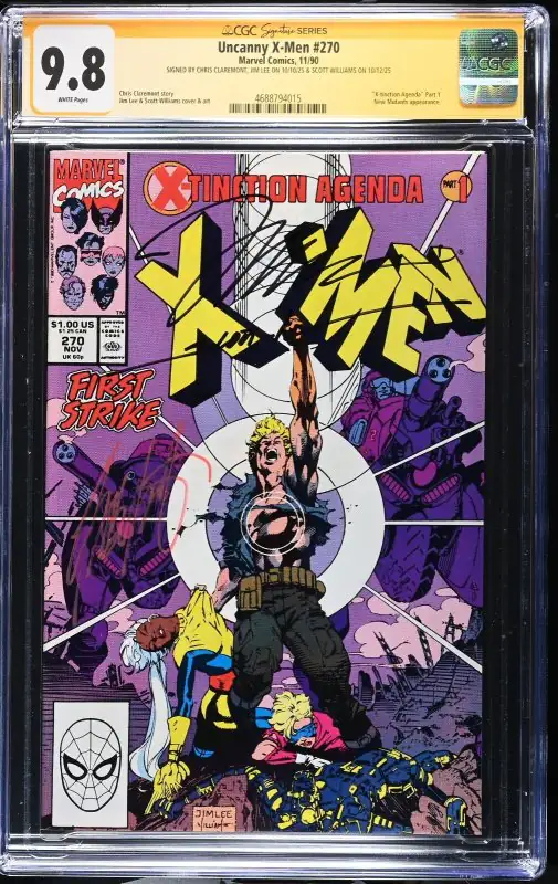 Uncanny X-Men #270 (Marvel Comics, 1990), CGC 9.8 graded comic book, Signature Series label — front cover in its holder