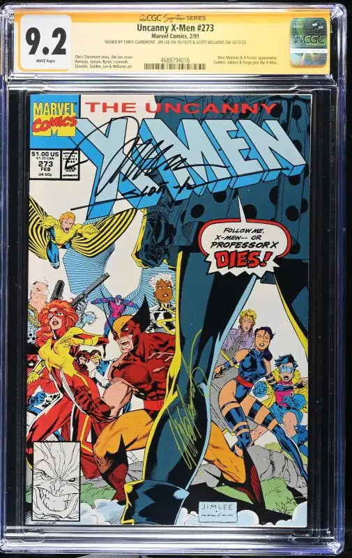Uncanny X-Men #273 (Marvel Comics, 1991), CGC 9.2 graded comic book, Signature Series label — front cover in its holder