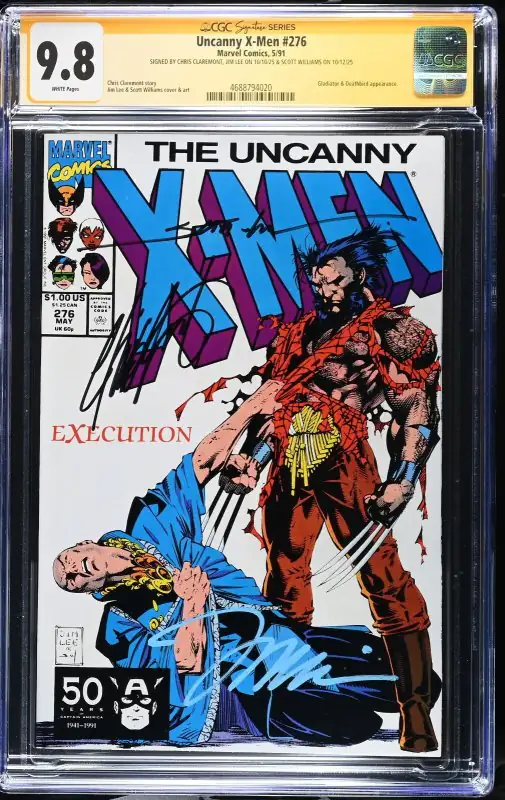 Uncanny X-Men #276 (Marvel Comics, 1991), CGC 9.8 graded comic book, Signature Series label — front cover in its holder