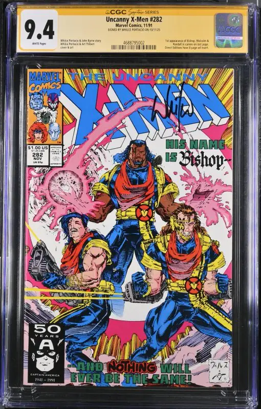 Uncanny X-Men #282 (Marvel Comics, 1991), CGC 9.4 graded comic book, Signature Series label — front cover in its holder