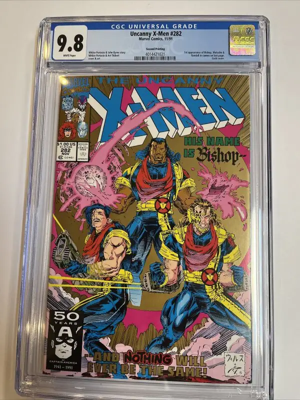 Uncanny X-Men #282 (Marvel Comics, 1991), CGC 9.8 graded comic book, Universal Blue label — front cover in its holder