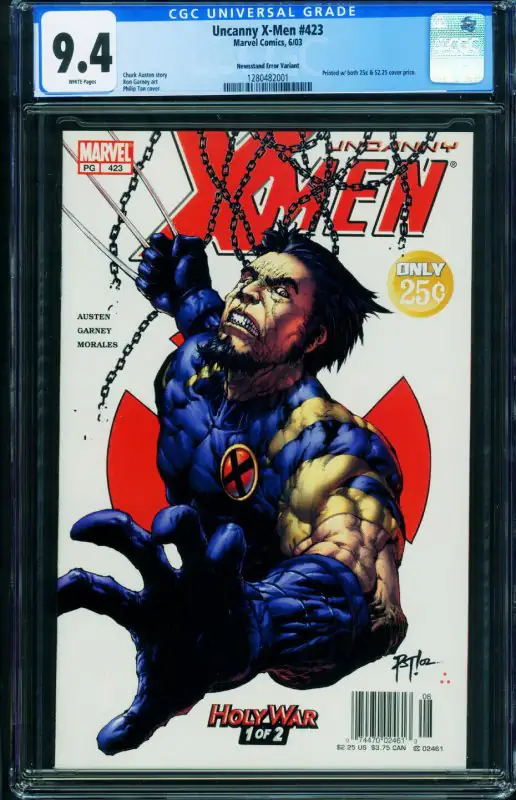 Uncanny X-Men #423 (Marvel Comics, 2003), CGC 9.4 graded comic book, Universal Blue label — front cover in its holder